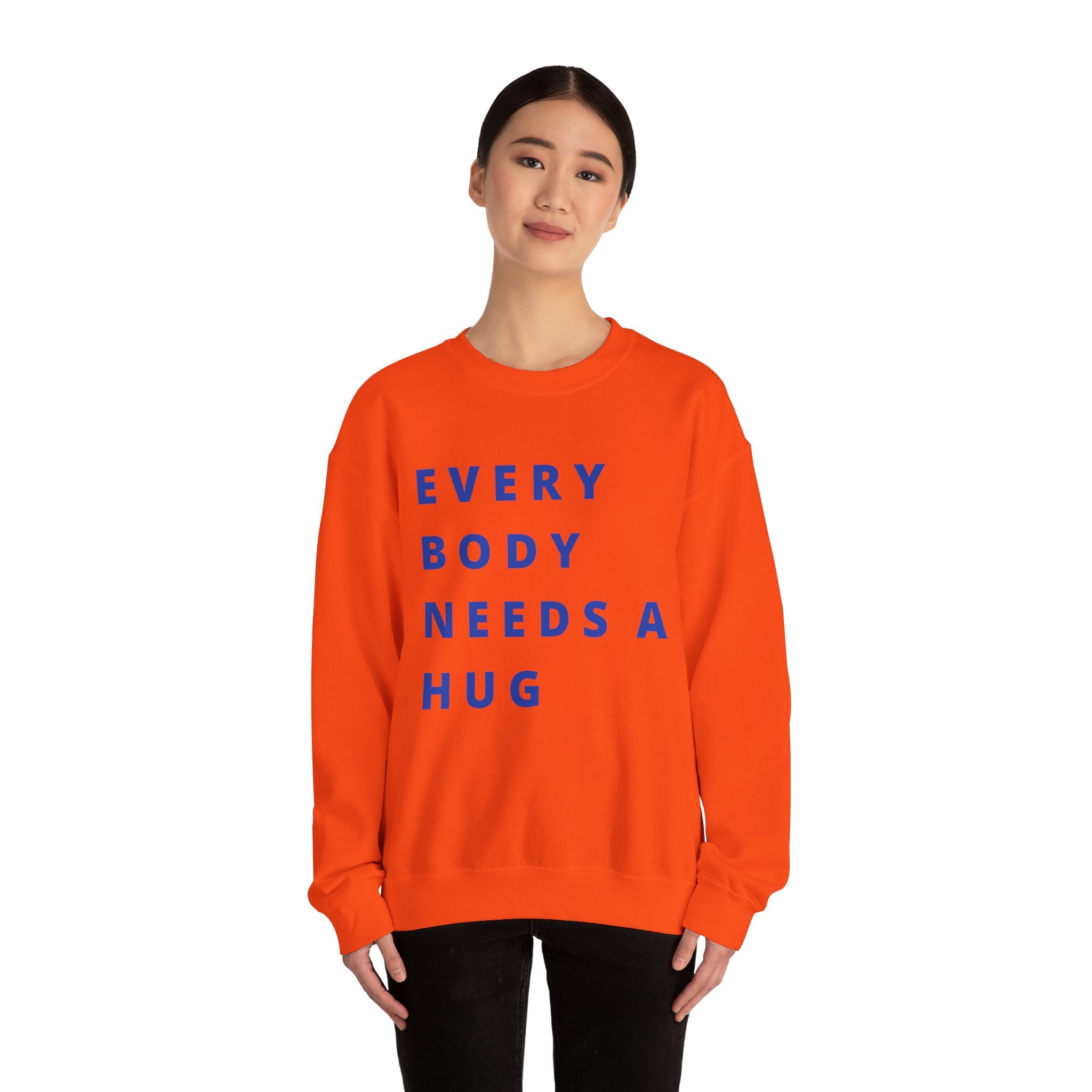 Every Body Needs a Hug Bestie Crew sweatshirt | navy text Crewneck, Positive Message