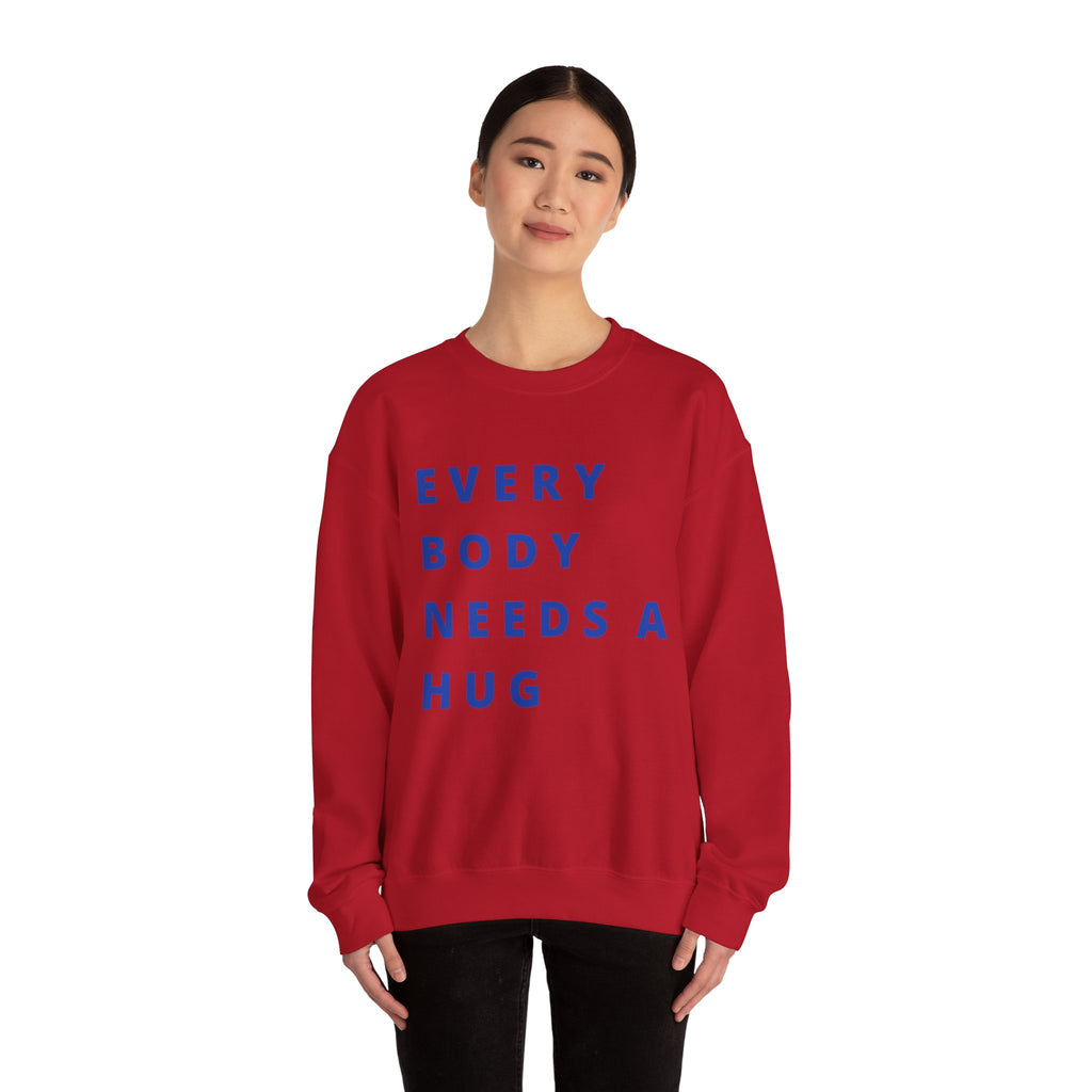 Every Body Needs a Hug Bestie Crew sweatshirt | navy text Crewneck, Positive Message