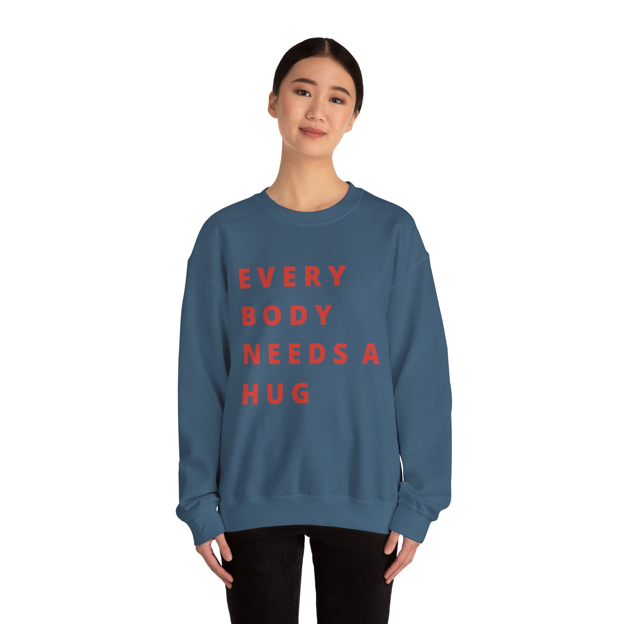 Every Body Needs a Hug Bestie Crew sweatshirt | pink text Crewneck, Positive Message