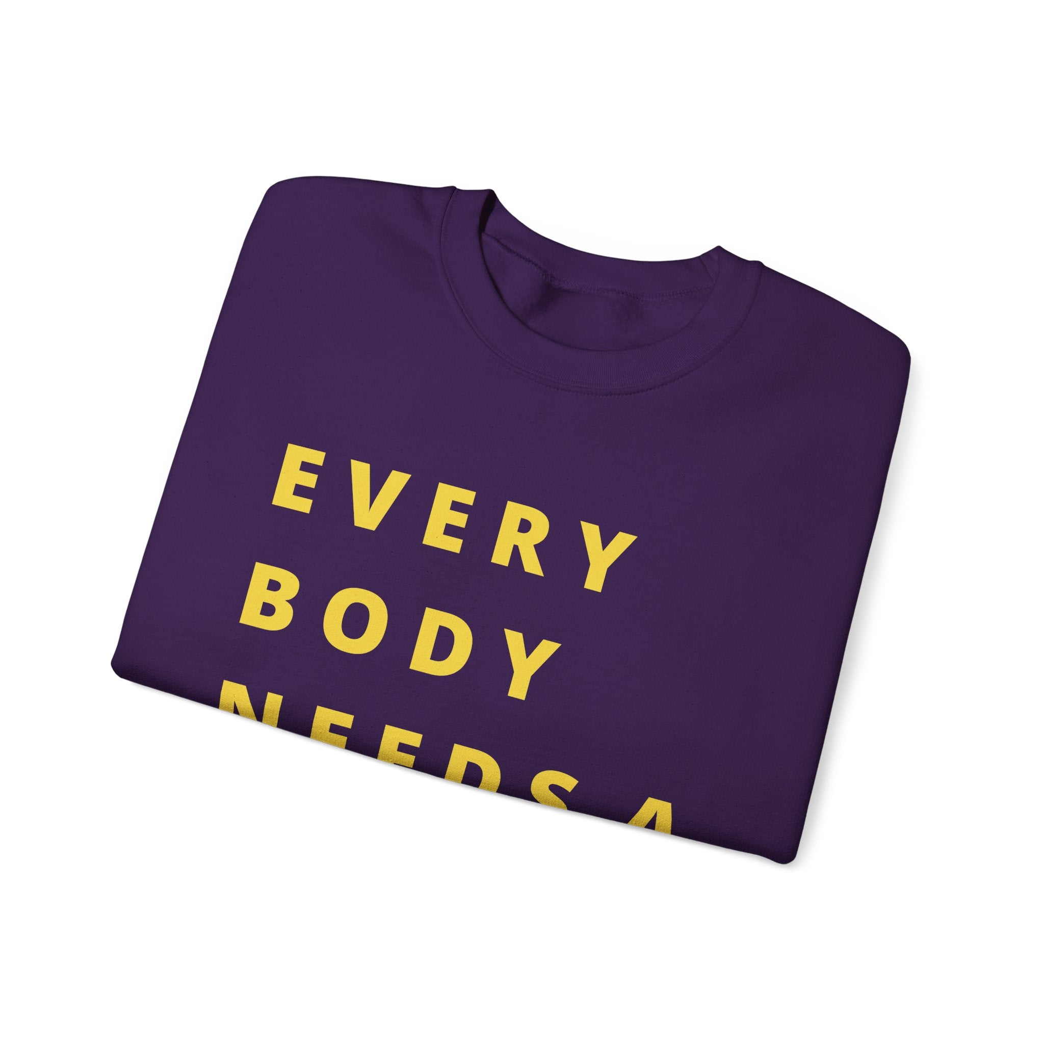 Every Body Needs a Hug Bestie Crew sweatshirt | yellow text Crewneck, Positive Message