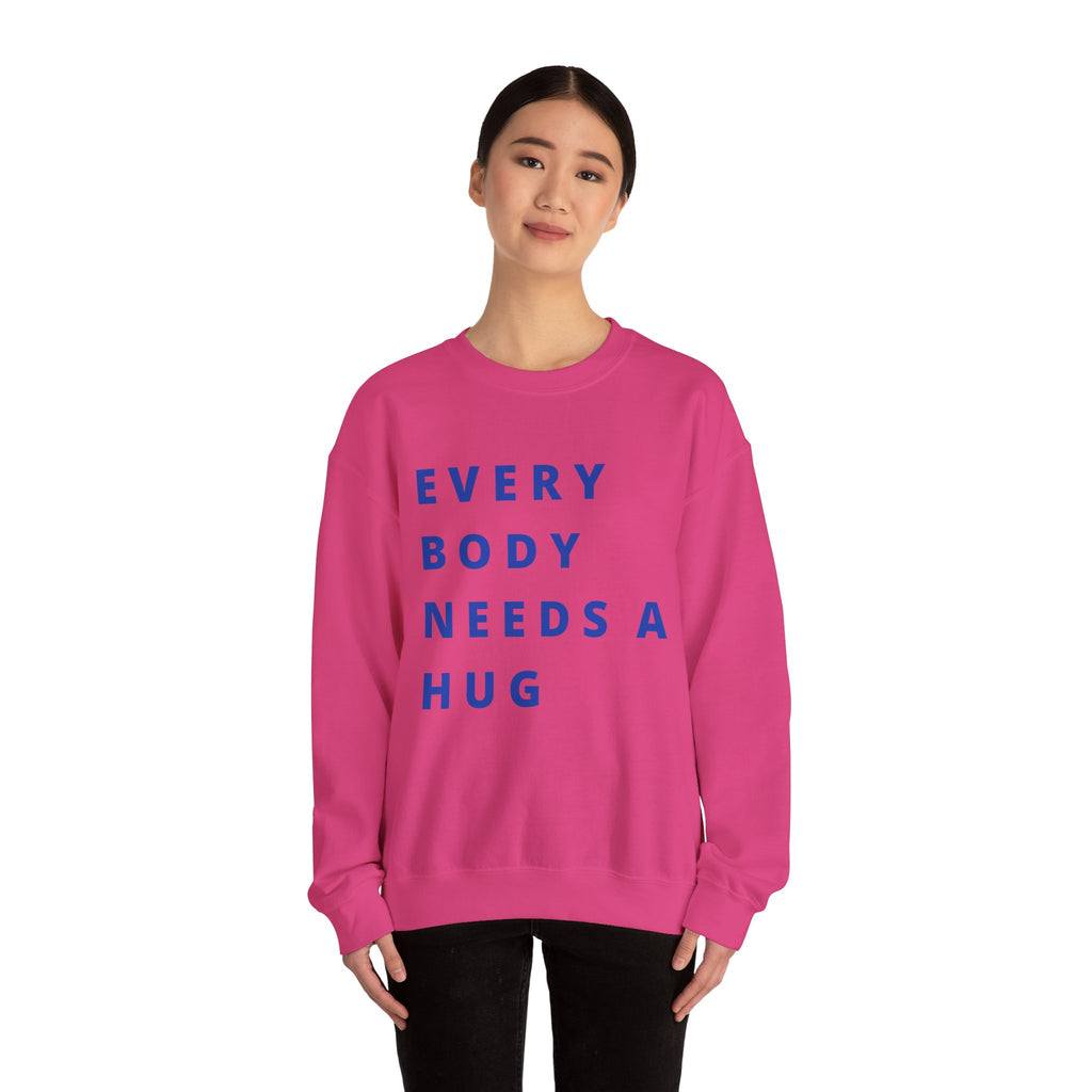 Every Body Needs a Hug Bestie Crew sweatshirt | navy text Crewneck, Positive Message