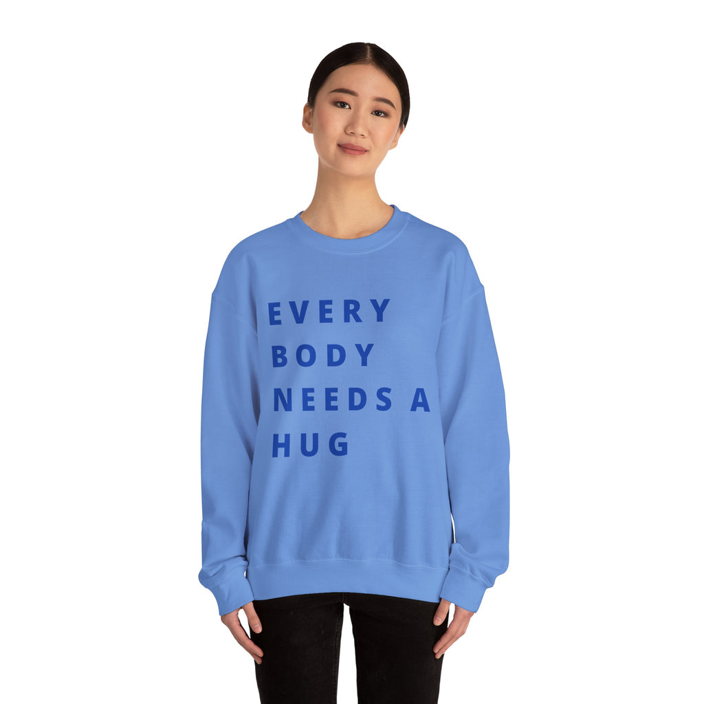 Every Body Needs a Hug Bestie Crew sweatshirt | navy text Crewneck, Positive Message