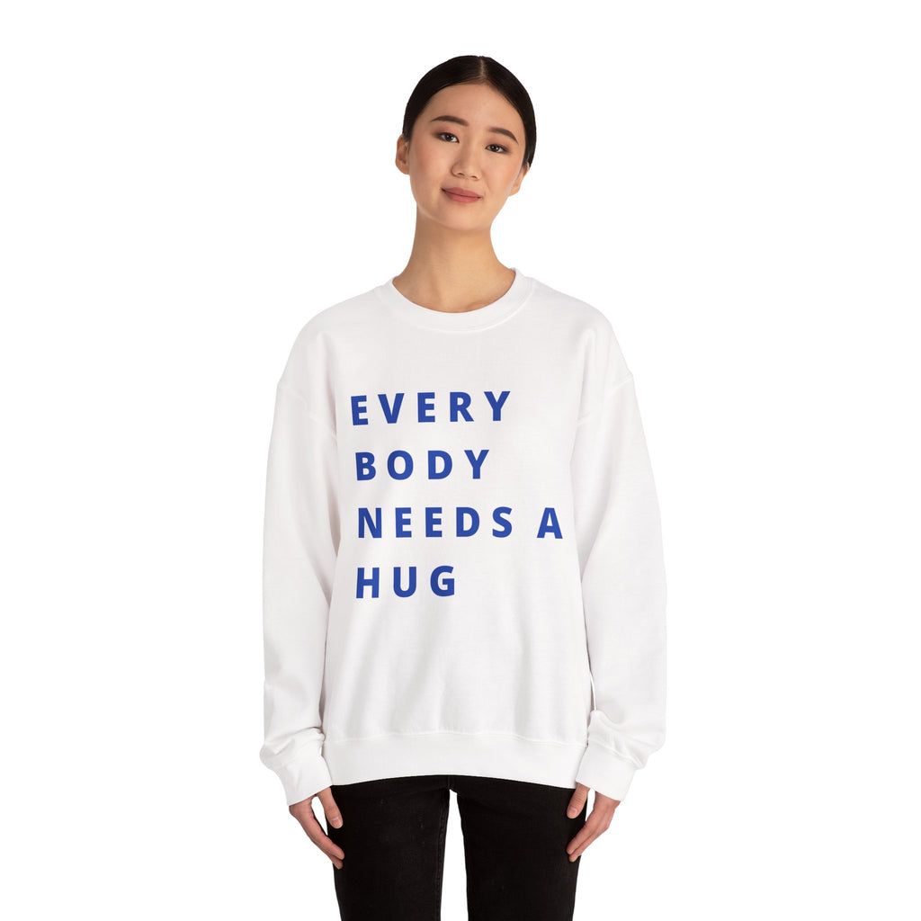 Every Body Needs a Hug Bestie Crew sweatshirt | navy text Crewneck, Positive Message