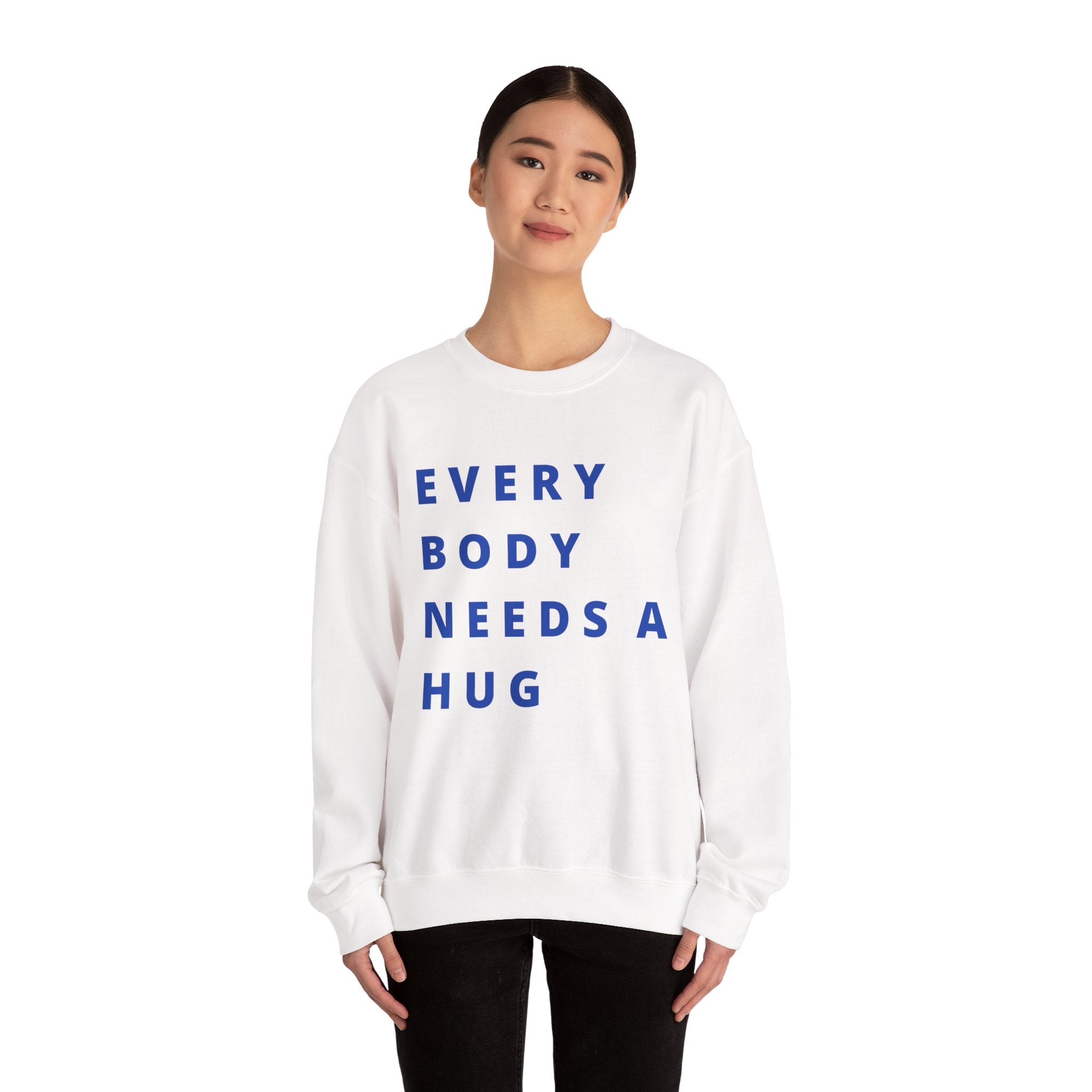 Every Body Needs a Hug Bestie Crew sweatshirt | navy text Crewneck, Positive Message