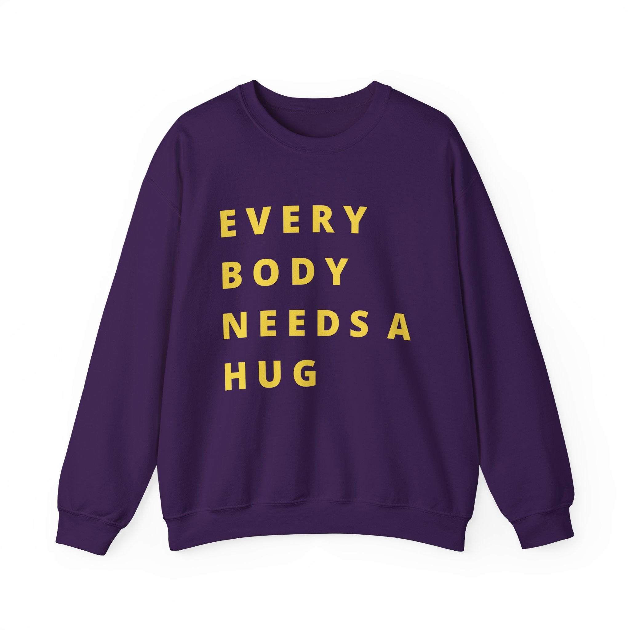 Every Body Needs a Hug Bestie Crew sweatshirt | yellow text Crewneck, Positive Message